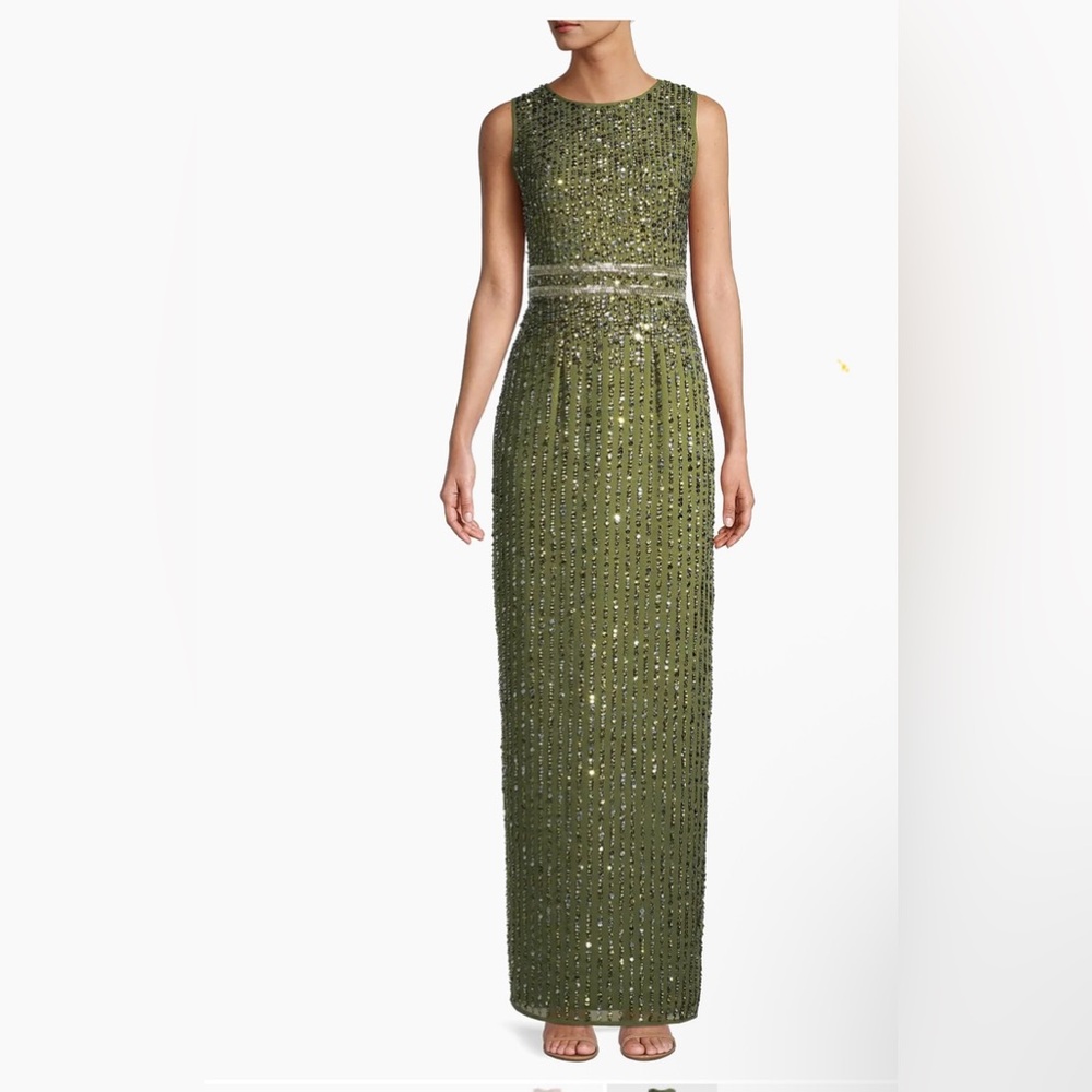 Mac Duggal Olive Green Sequin Maxi Dress Style 93603 Size 10